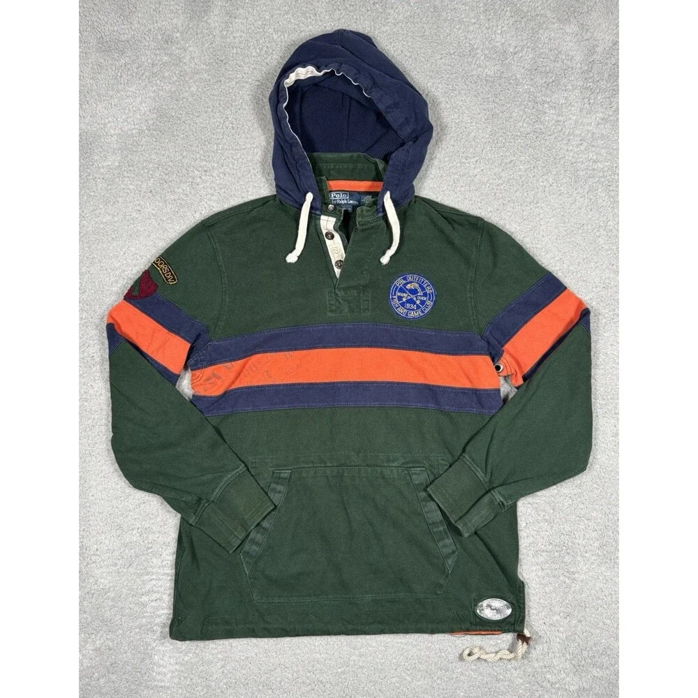 Ralph Lauren Polo Rafting Hoody Country Fish Game Club Rugby Large RLPC 90s